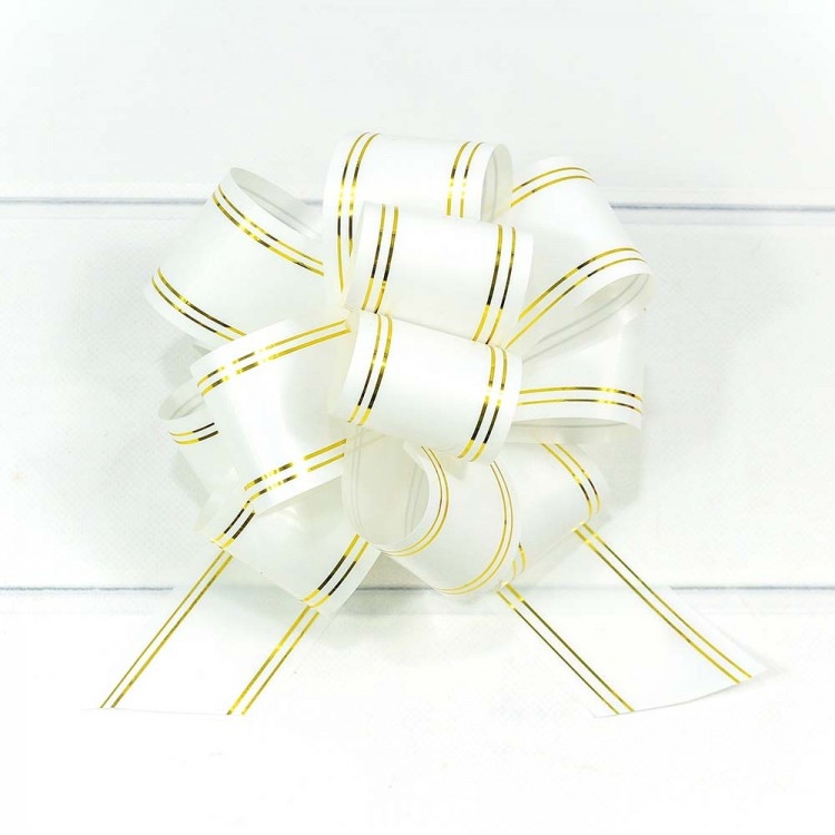 Бант-шар 5 см с золотой полосой Белый